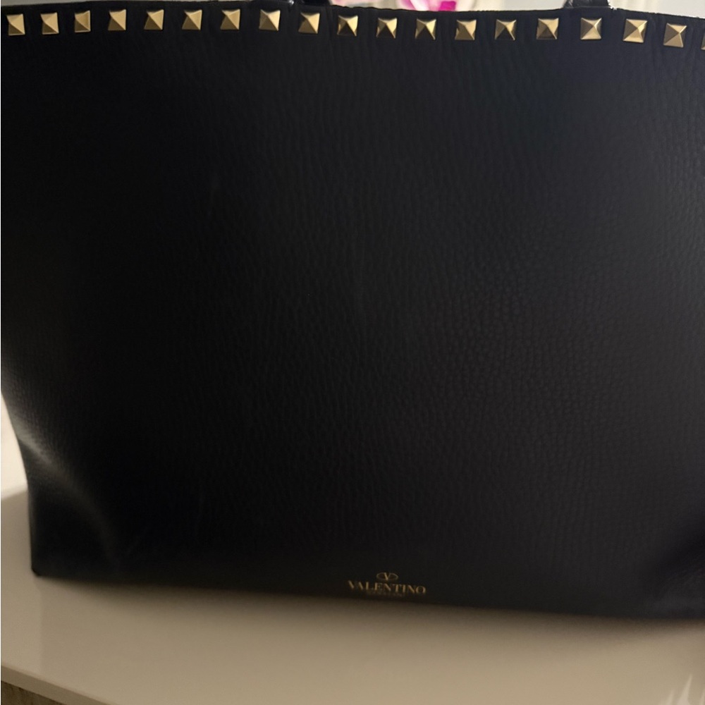 Valentino Black Tote with Gold Studs